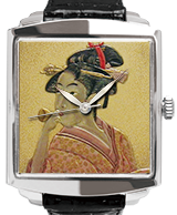 Maki-e watch[Utamaro's Young Woman Blowing a Glass Pipe]